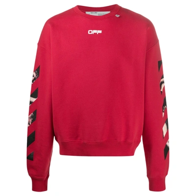 Pre-owned Off-white  Caravaggio Arrows Over Sweatshirt Red/multicolor