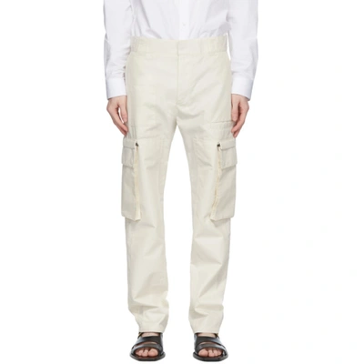 Fendi Men's Straight-leg Large-pocket Cargo Pants In Pearl