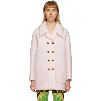 Fendi Quilted-crepe Double-breasted Jacket In Pink