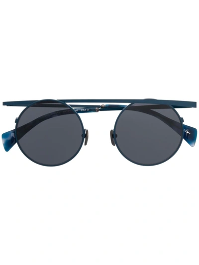 Yohji Yamamoto Futuristic Aviator Sunglasses In Blue