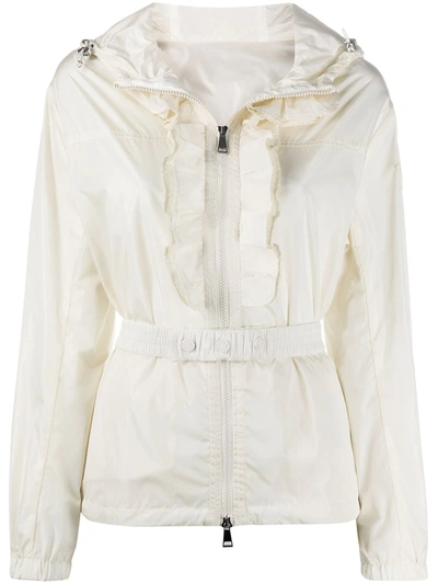 Moncler 'cinabre' Ruffle Belted Windbreaker In White