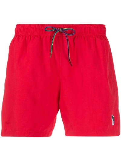 Paul Smith Zebra Patch Swim Shorts In Red