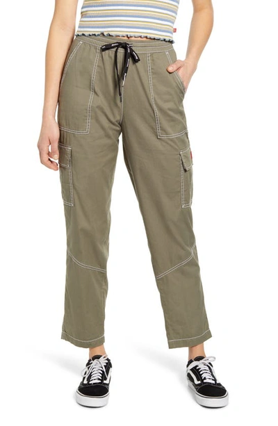 Dickies Contrast Stitch Tapered Pull On Pants In Light Olive