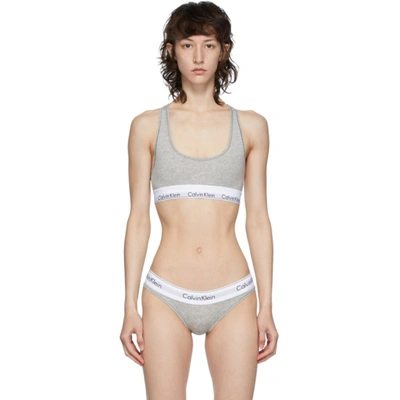 Calvin Klein Underwear Grey And White Modern Bralette In 020 Heather