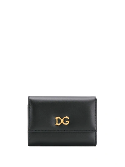 Dolce & Gabbana Dg Baroque Folding Wallet In Black