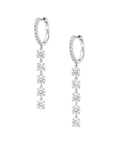 Anita Ko 18k White Gold Diamond Drop Huggie Hoop Earrings In Silver