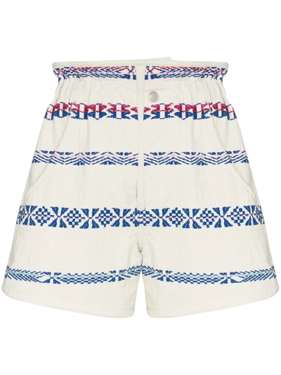 Isabel Marant Baixa Cotton-blend Jacquard Shorts In White