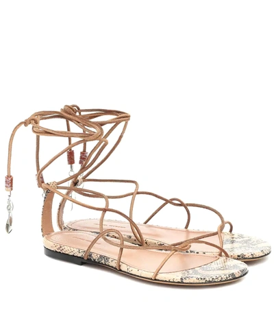 Isabel Marant Jindia Bead-embellished Rope And Leather Sandals In Tan