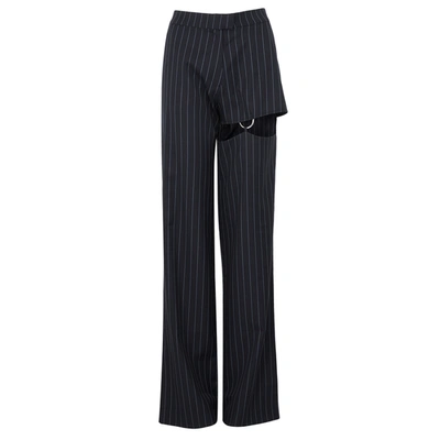 Nafsika Skourti Naughty Cut-out Wool-blend Trousers In Navy