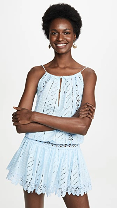 Melissa Odabash Chelsea Crochet-trimmed Broderie Anglaise Cotton Mini Dress In Light Blue