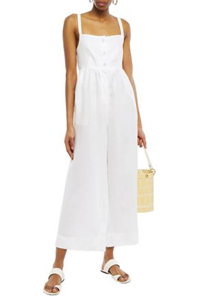 Onia Alexis Cropped Gathered Linen-gauze Wide-leg Jumpsuit In White