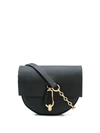 Zac Zac Posen Belay Mini Leather Saddle Crossbody In Black/gold