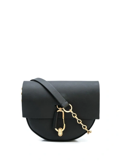 Zac Zac Posen Belay Mini Leather Saddle Crossbody In Black/gold