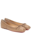 Christian Louboutin Mamadrague Square-toe Leather Ballet Flats In Fennec