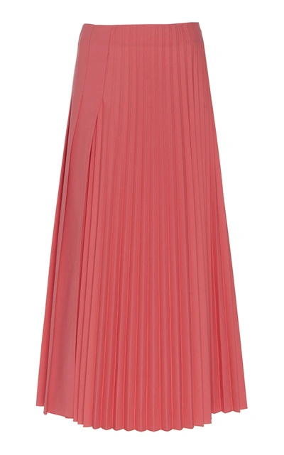 Joseph Sallis Pleated Wool-blend Midi Skirt In Pink
