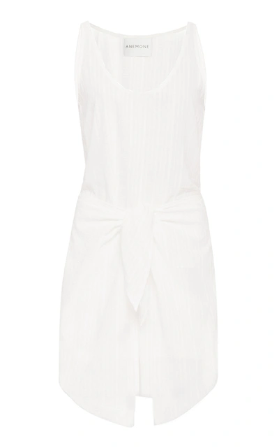 Anemone Dk Tie-front Cotton Linen-blend Mini Dress In White