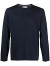 Brunello Cucinelli Long-sleeved Cotton T-shirt In Blue
