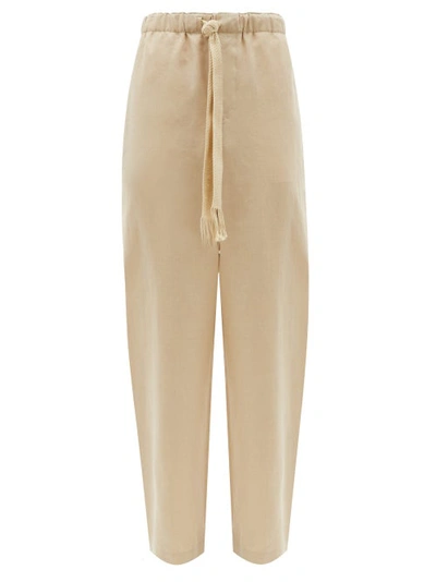 Loewe Paula's Ibiza Linen And Cotton-blend Drawstring Trousers In Neutrals