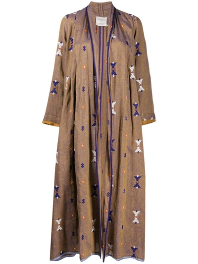 Forte Forte Geometric Embroidery Oversized Coat In Brown