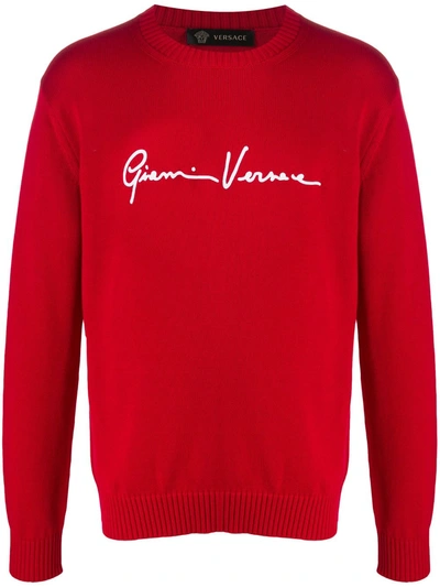 Versace Signature Logo Jumper In Red