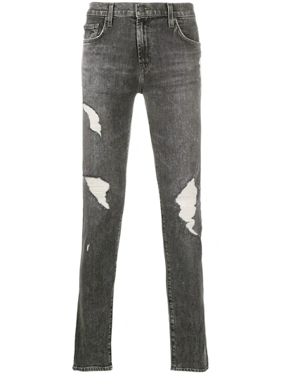 J Brand Distressed-effect Skinny Jeans In Black