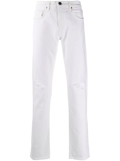 J Brand Distressed Slim-fit Jeans In White
