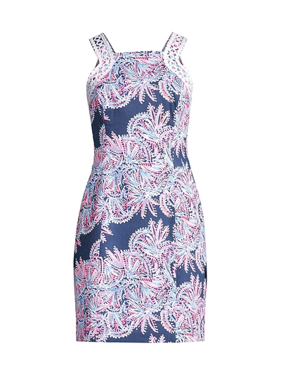 Lilly Pulitzer Women's Makayla Printed Lace Dress In Oyster Bay Blue Miss Shell