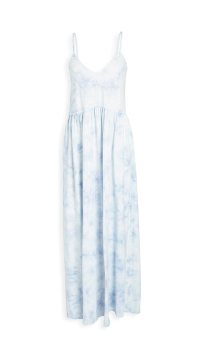 Z Supply Hazy Tie Dye Maxi Dress In Aqua Reef