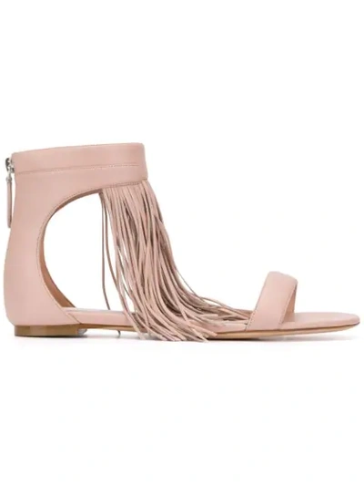 Alexander Mcqueen Pink Leather Sandals With Fringes