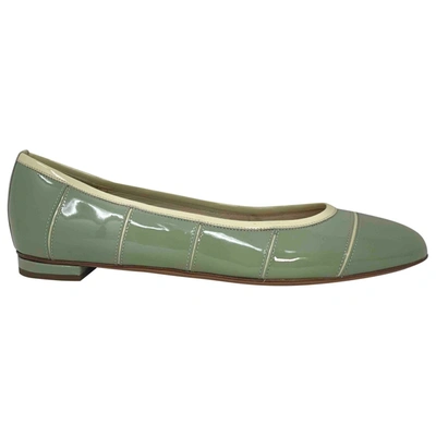 Pre-owned Fratelli Rossetti Patent Leather Ballet Flats In Khaki