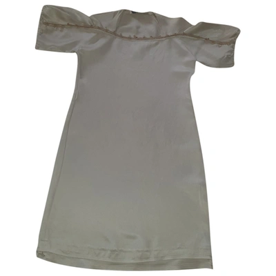 Pre-owned Ferragamo Silk Mid-length Dress In Beige