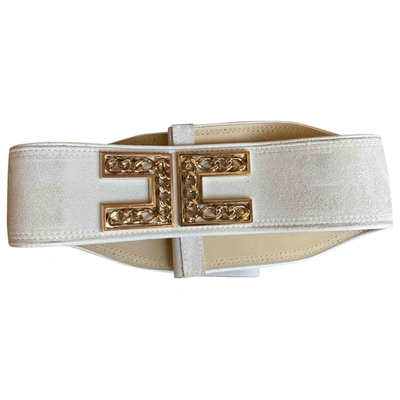 Pre-owned Elisabetta Franchi Leather Belt In White