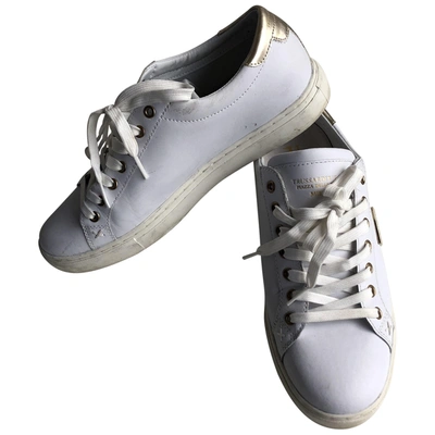 Pre-owned Trussardi Leather Trainers In White