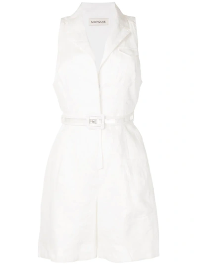 Nicholas Sleeveless Safari Playsuit In White