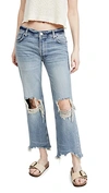 Free People We The Free Maggie Ripped Crop Straight Leg Jeans In Light Stone Wash