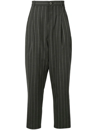 Necessity Sense Striped Wide-leg Carrot Trousers In Grey