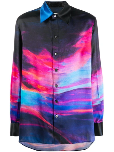 Necessity Sense Ted Psychedalic Oil Painting Shirt In Black