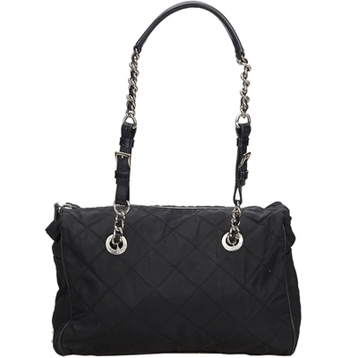 Pre-owned Prada Black Nylon Chain Tote Bag
