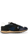 Valentino Garavani Rockrunner Camouflage-print Sneakers In Blue/white/black