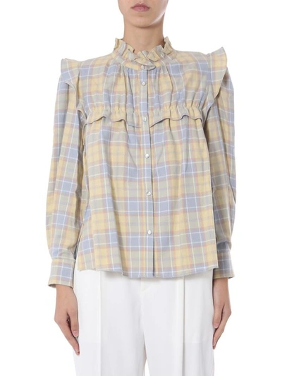 Isabel Marant Étoile Idety Checked Cotton Shirt In Yellow