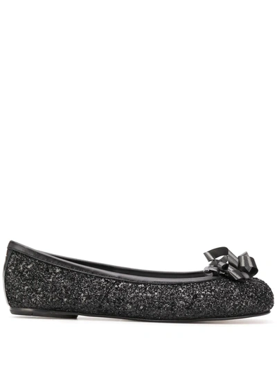 Maison Margiela Tabi Glitter Ballerina Shoes In Black