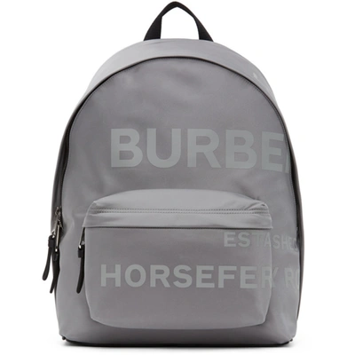 Burberry Grey Logo 'horseferry' Backpack In Cloud Grey