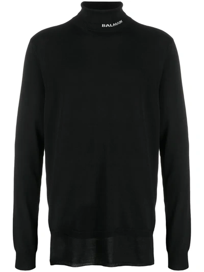 Balmain Merino Wool Sweet Life With Logo In Black