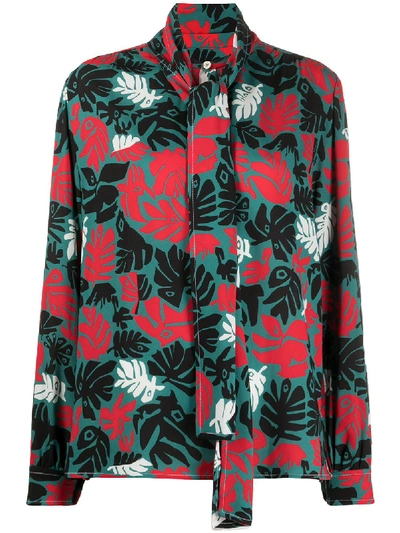 Marni Bluse Mit Palmen-print In Black