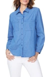 Nydj Stretch-cotton Utility Shirt In Blue