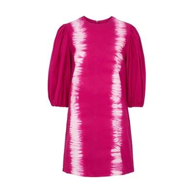 Msgm Raspberry Tie-dyed Cotton Mini Dress In Pink