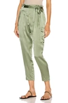 L Agence L'agence Roxy Silk Paperbag Cargo Pants In Light Ivy