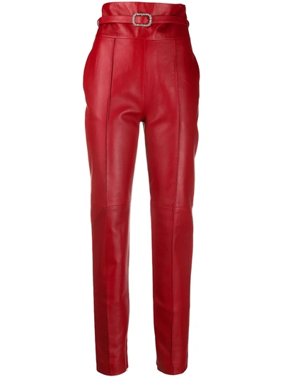 Alexandre Vauthier High-rise Skinny Trousers In Red
