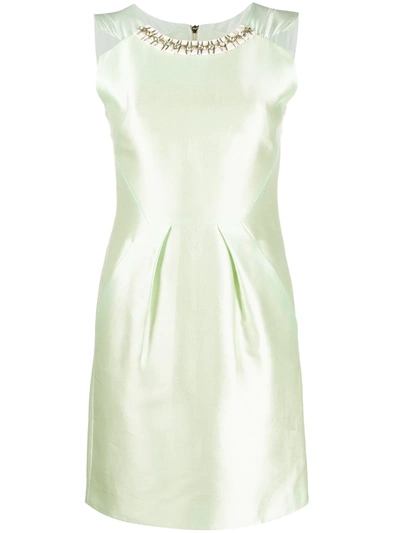 Pre-owned Matthew Williamson Embellished Neckline Dress In Green