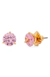 Kate Spade Brilliant Statements Cubic Zirconia Trio-prong Stud Earrings In Pink